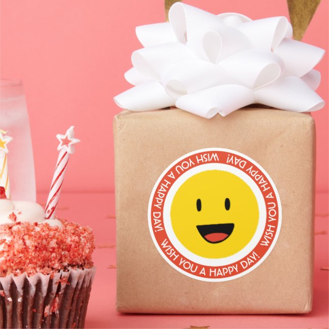 Wish You a Happy Day Classic Round Sticker (Party)