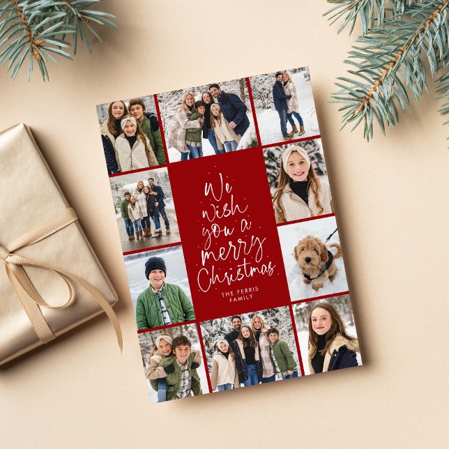Wish you a Merry Christmas 10 photo collage Holiday Card (Creator Uploaded)