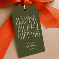 "Wish You a Merry Christmas" Evergreen Gift Tags