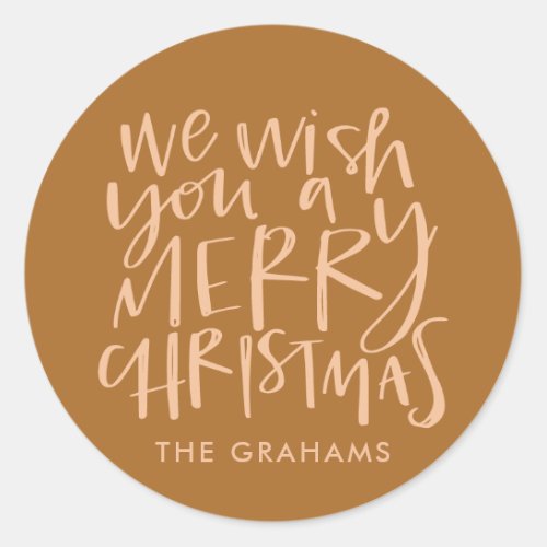 Wish You a Merry Christmas Golden Classic Round Sticker