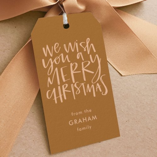 Wish You a Merry Christmas Golden Gift Tags