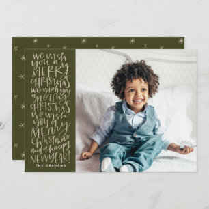 Wish You a Merry Christmas in Evergreen Photo Card