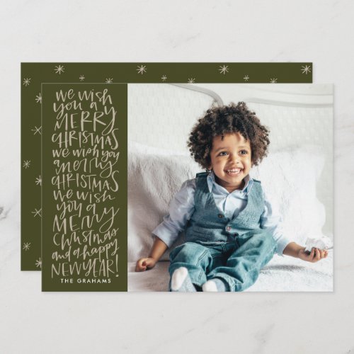 Wish You a Merry Christmas in Evergreen Photo Card