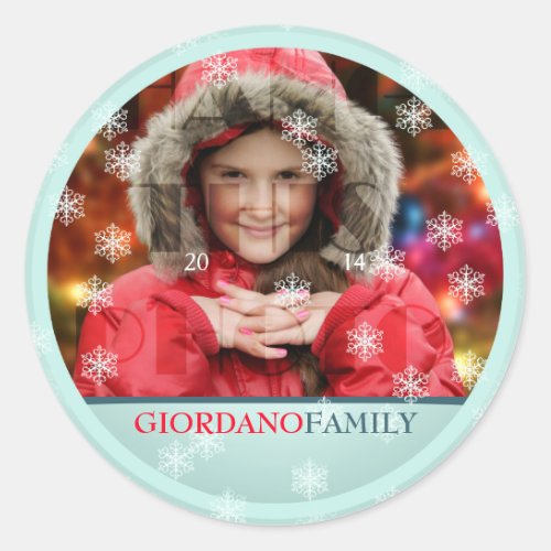 Wish You A Merry Christmas Photo Frame Classic Round Sticker