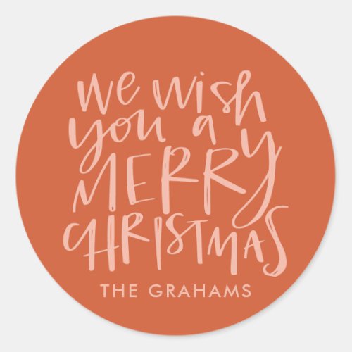 Wish You a Merry Christmas Red Classic Round Sticker