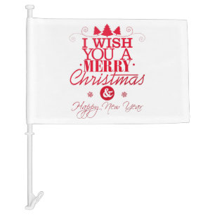 Wish You a Very Merry Christmas and Happy New Year Car Flag