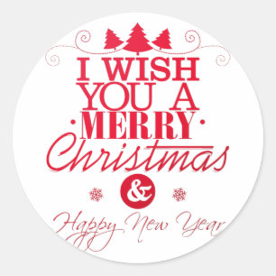 Wish You a Very Merry Christmas and Happy New Year Classic Round Sticker