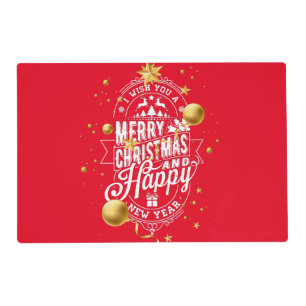 Wish You a Very Merry Christmas and Happy New Year Placemat