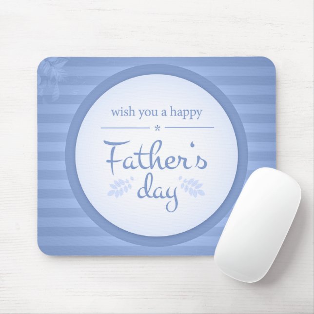 Wish you happy fathers day text blue mouse pad (With Mouse)