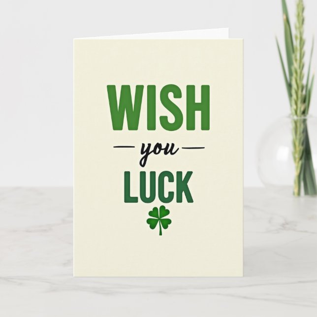 Wish You Luck Green Clover Card (Front)