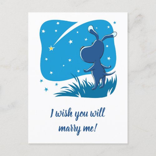 Wish You Marry Me Dog Puppy Shooting Star Proposal Postcard