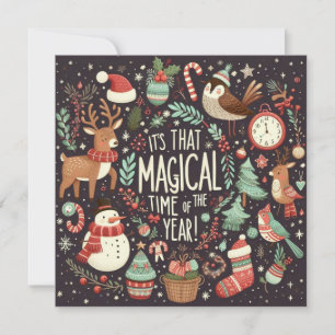 Wish you Merry Christmas cute Santa forest Holiday Card