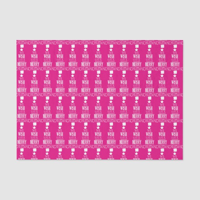 Wish You Merry Christmas on Pink Tissue Paper (Front)