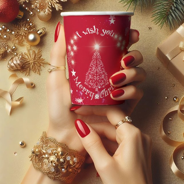 Wish you Merry Christmas red Paper cup (Creator Uploaded)