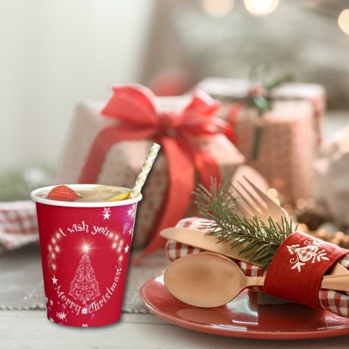 Wish you Merry Christmas red Paper cup
