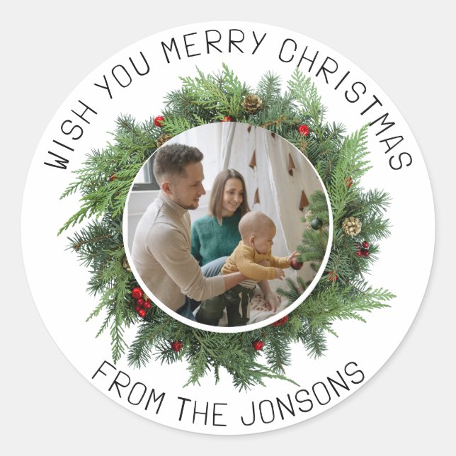 Wish You Merry Christmas Sticker - Festive Holiday (Front)