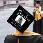 Wish You Was Here | Photo Memorial Graduation Cap Topper<br><div class="desc">In memory of hat topper, for your loved one who has passed away. The hat topper features a photo of them and the template text reads 'WISH YOU WAS HERE GRANDMA, THEIR NAME, DATES AND THIS ONE IS FOR YOU!' All the font styles, sizes and colors can be changed by...</div>