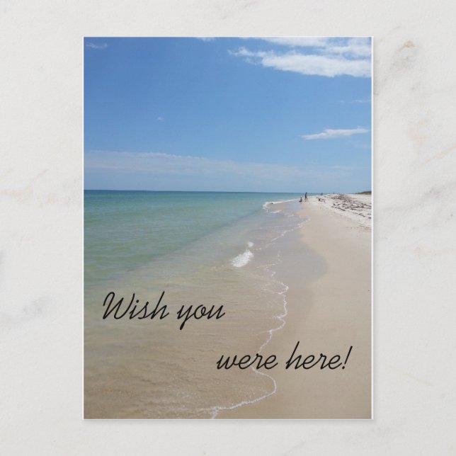 Wish you were here beach scene postcard (Front)
