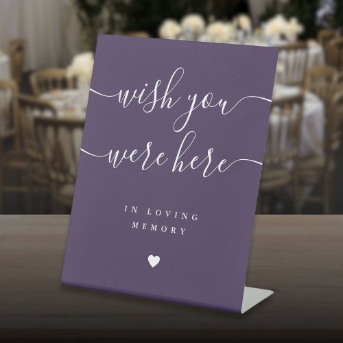 Wish You Were Here In Memory Purple Wedding Pedestal Sign