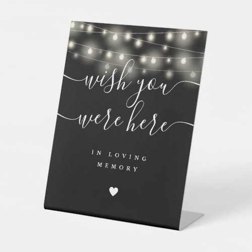 Wish You Were Here String Lights Black And White Pedestal Sign