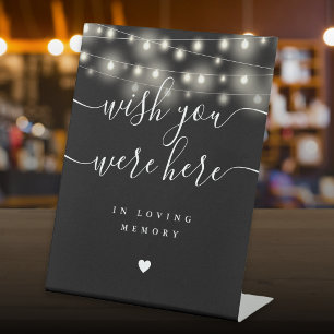 Wish You Were Here String Lights Black And White Pedestal Sign