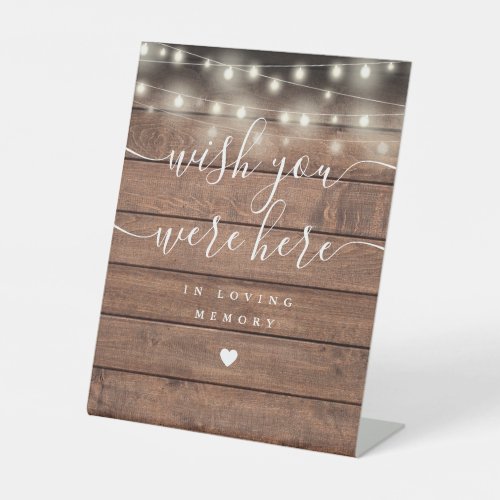 Wish You Were Here String Lights Rustic Wood Pedestal Sign
