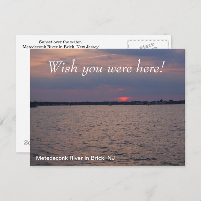 Wish you were here sundown over water postcard (Front/Back)