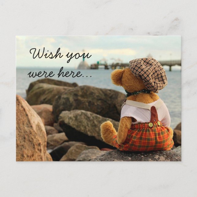 Wish you were here Teddy Bear Postcard (Front)