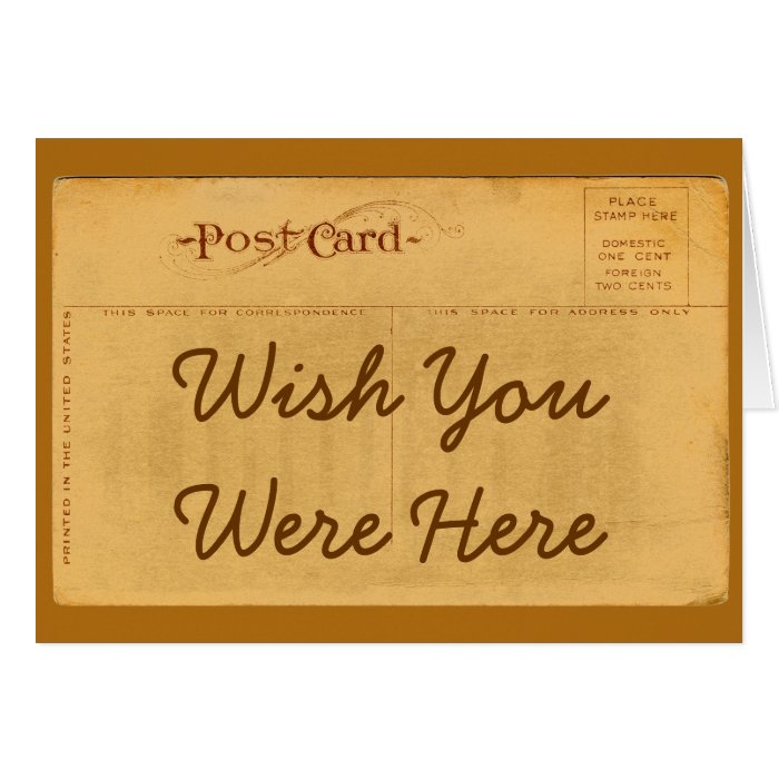 Wish You Were Here Vintage Postcard Greeting Card