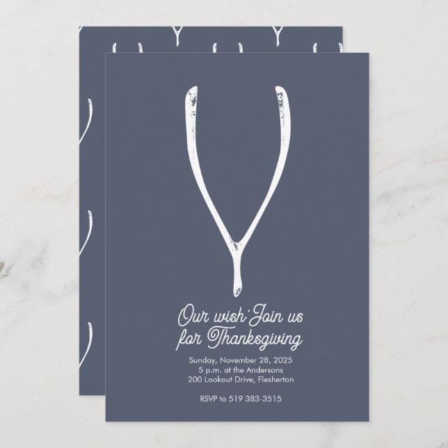 Wishbone Thanksgiving Invitation (Front/Back)