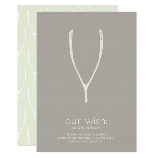 Wishbone Thanksgiving Invitation Or Greeting Card