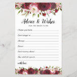 Wishes & Advice Burgundy Bridal Shower<br><div class="desc">Make your bridal shower one to remember with this elegant "advice & wishes" bridal party templates! Featuring elegant burgundy & blush watercolor florals,  and a text template that can be customized. To edit a design in more detail,  click personalize this template,  and then scroll down to customize further!</div>
