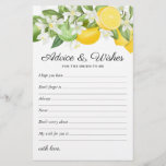 Wishes & Advice Citrus Greenery Bridal Shower<br><div class="desc">Make your citurs themed bridal shower one to remember with this elegant "advice & wishes" bridal party templates! Featuring lush watercolor summer lemons, limes & green foliage, and a text template that can be customized. To edit a design in more detail, click personalize this template, and then scroll down to...</div>