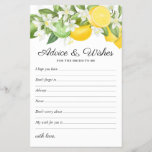 Wishes & Advice Citrus Greenery Bridal Shower<br><div class="desc">Make your citurs themed bridal shower one to remember with this elegant "advice & wishes" bridal party templates! Featuring lush watercolor summer lemons, limes & green foliage, and a text template that can be customized. To edit a design in more detail, click personalize this template, and then scroll down to...</div>