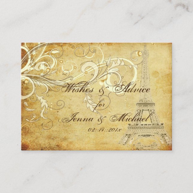 WISHES & ADVICE VINTAGE EIFFEL TOWER/CREAM SWIRLS (Front)
