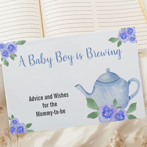 Wishes and Advice Blue Teapot Boy Baby Shower Guest Book