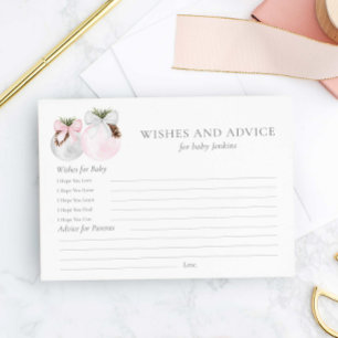 Wishes and Advice Christmas Girl Baby Shower Card