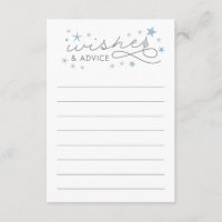 Wishes and Advice Star Baby Shower Game Card Blue