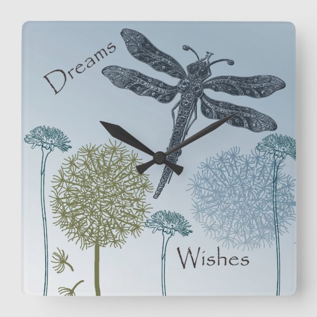 Wishes and Dreams Square Wall Clock (Front)