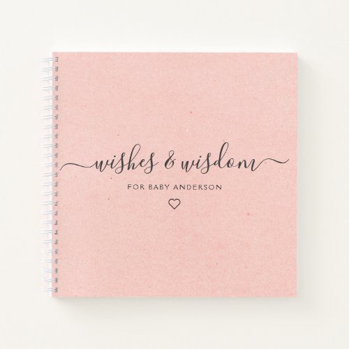 Wishes and Wisdom Pink Baby Shower Guestbook Notebook