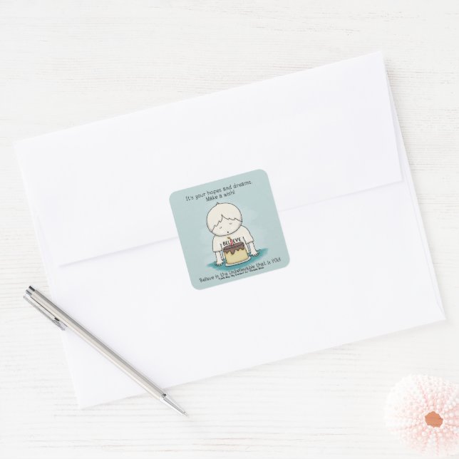 Wishes are Hopes and Dreams Square Sticker (Envelope)