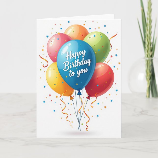 Wishes Balloon Birthday Card (Front)