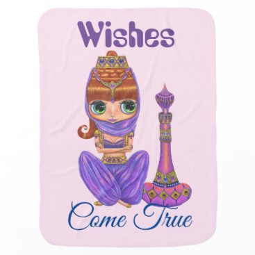 Wishes Come True Purple Genie Girl Magic Bottle Baby Blanket