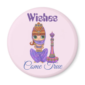 Wishes Come True Purple Genie Girl Magic Bottle Magnet