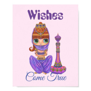 Wishes Come True Purple Genie Girl Magic Bottle Poster