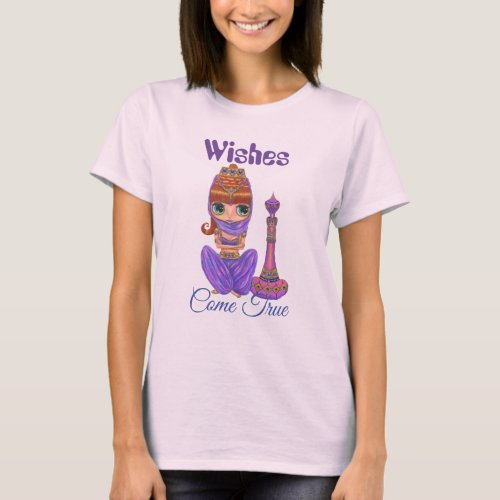 Wishes Come True Purple Genie Girl Magic Bottle T_Shirt