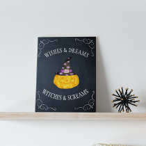 Wishes Dreams Witches Screams Halloween Chalkboard Poster