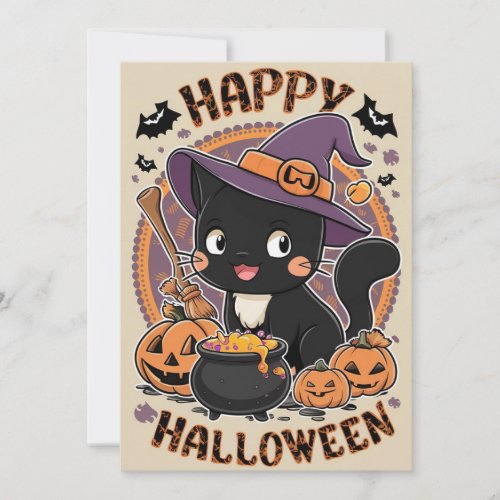 Wishes Festive Happy Halloween Holiday Card