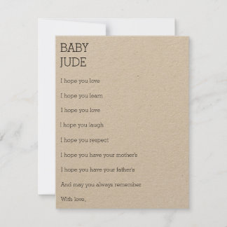 Wishes for a Baby Advice Card