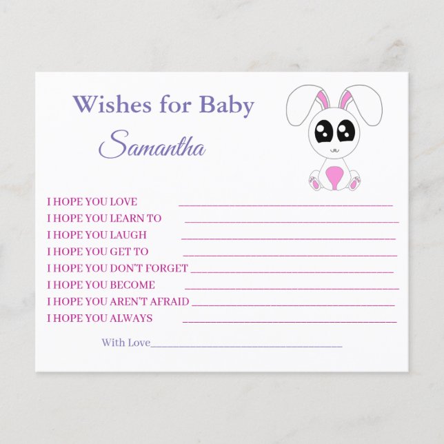Wishes for a baby, Rabbit, baby shower card Flyer (Front)